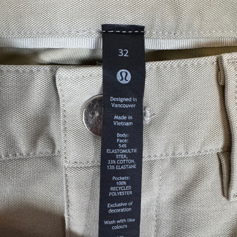 Lululemon ABC Pant Slim 32 Utilitech Khaki Tan Mens LM5ABNS Technical Trousers - Picture 3 of 11